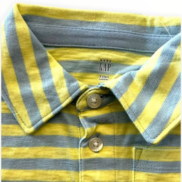 GAP Kids | Green-Blue | COTTON STRIPED POLO SHIRT - Picture 3 of 4